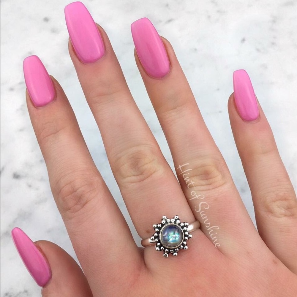 925 Sterling Silver rainbow Moonstone Ring NEW